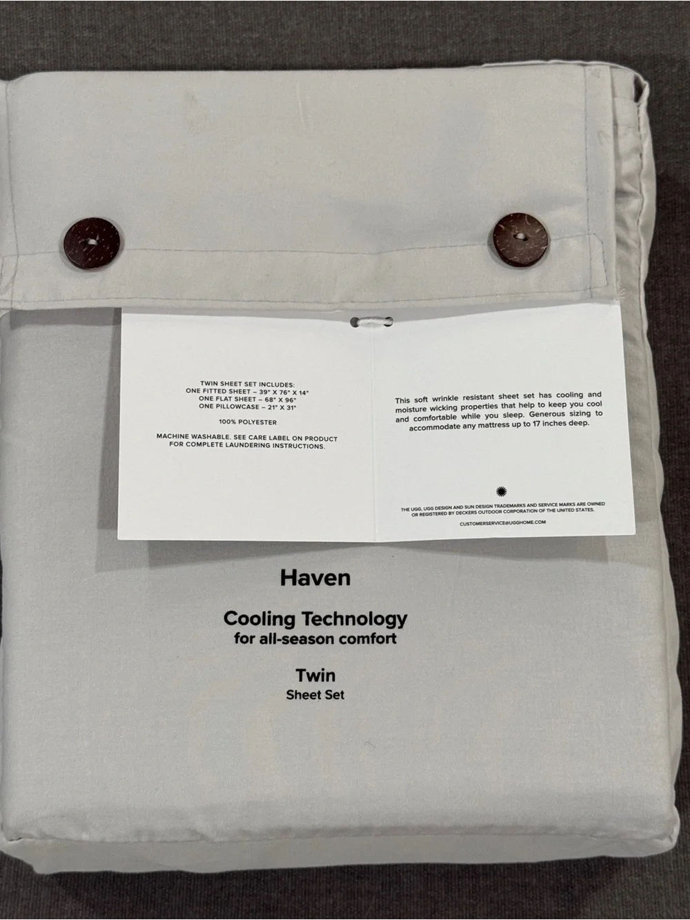 UGG Stone Grey Twin Sheet Set